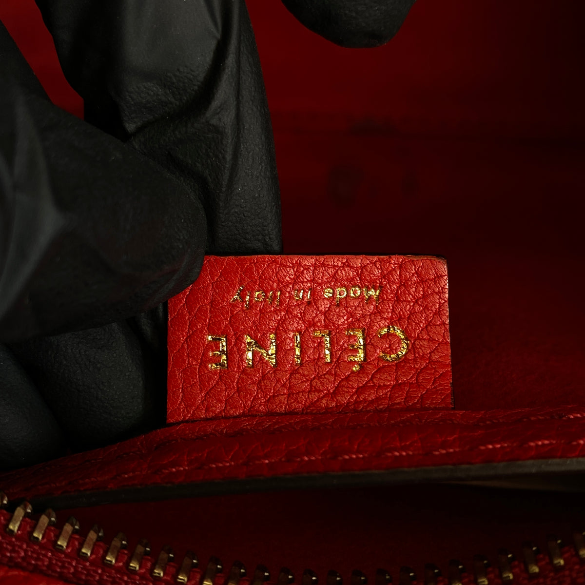 Celine Nano Luggage Red Leather Tote Bag