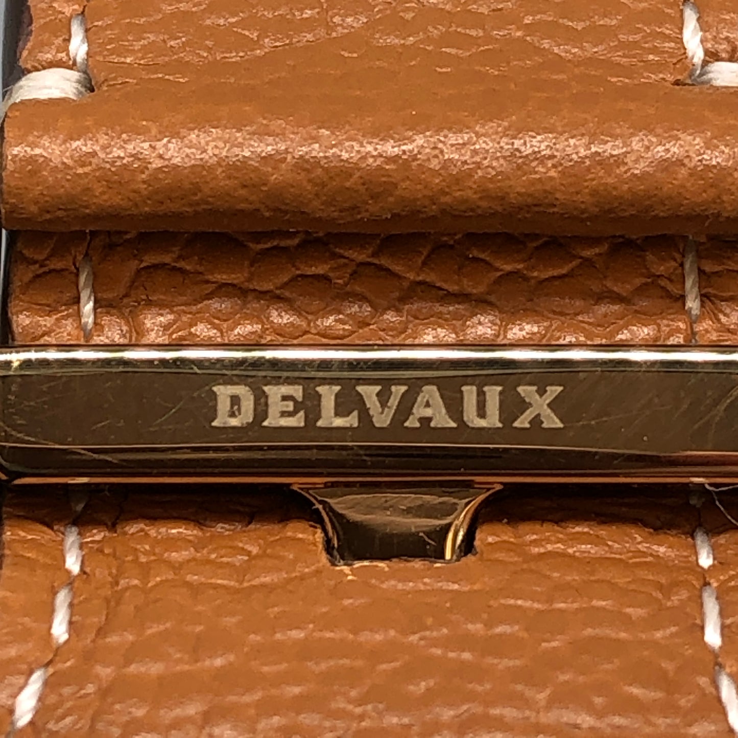 Delvaux Tan Grained Leather Compact Wallet