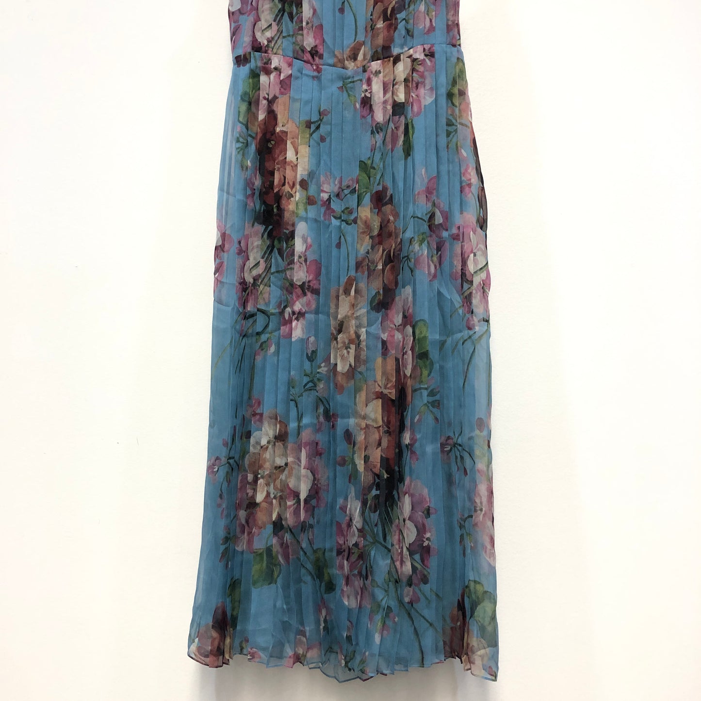 Gucci Blue Floral Print Two-Layer Slip Dress Size 38