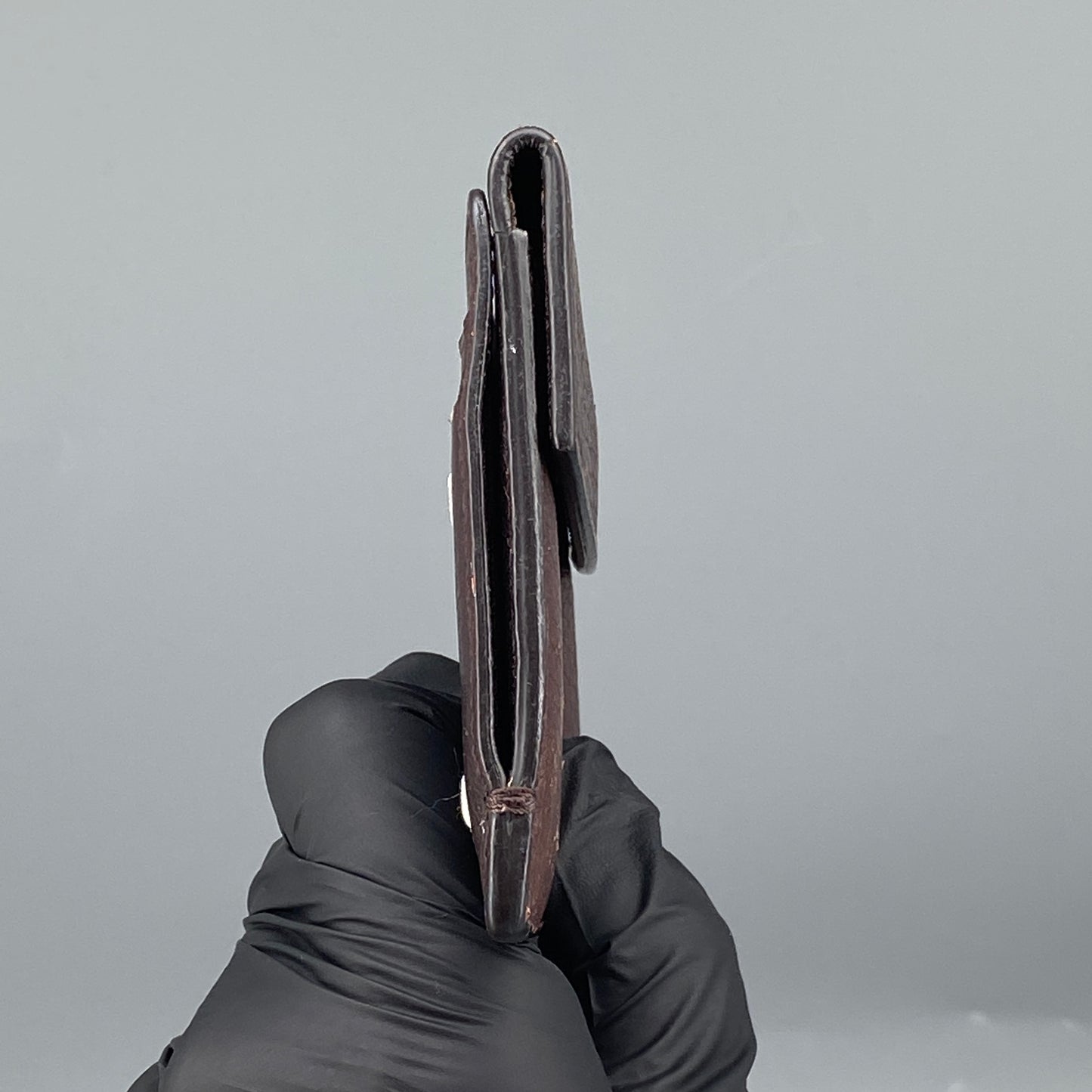 Maison Margiela Four Stitches Deep Brown Pebbled Leather Card Wallet
