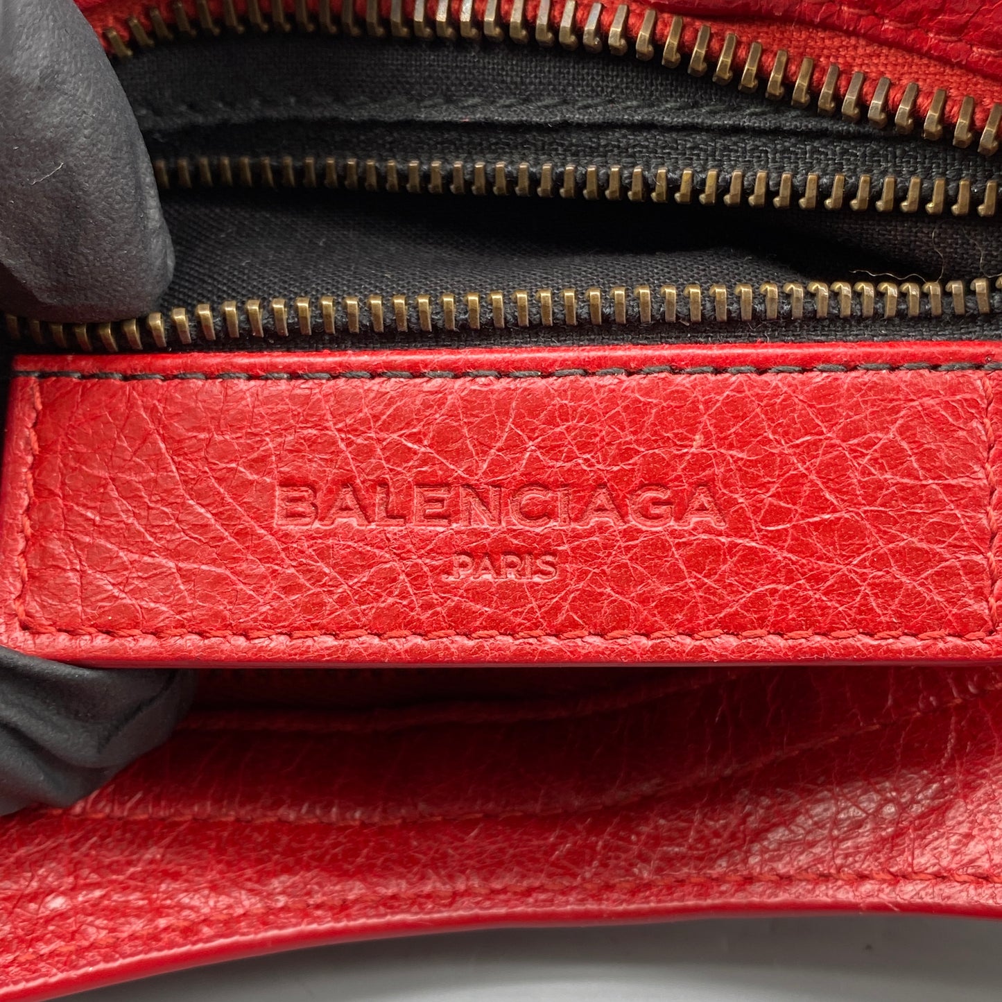 Balenciaga Red Lambskin Mini City Handbag