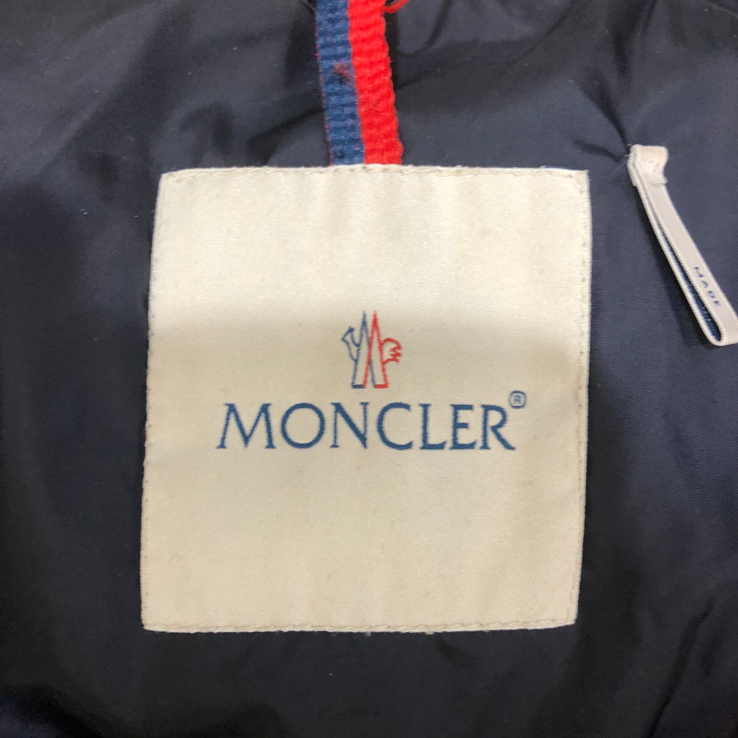 Moncler Hooded Down Jacket Size 7 Navy Blue/Black