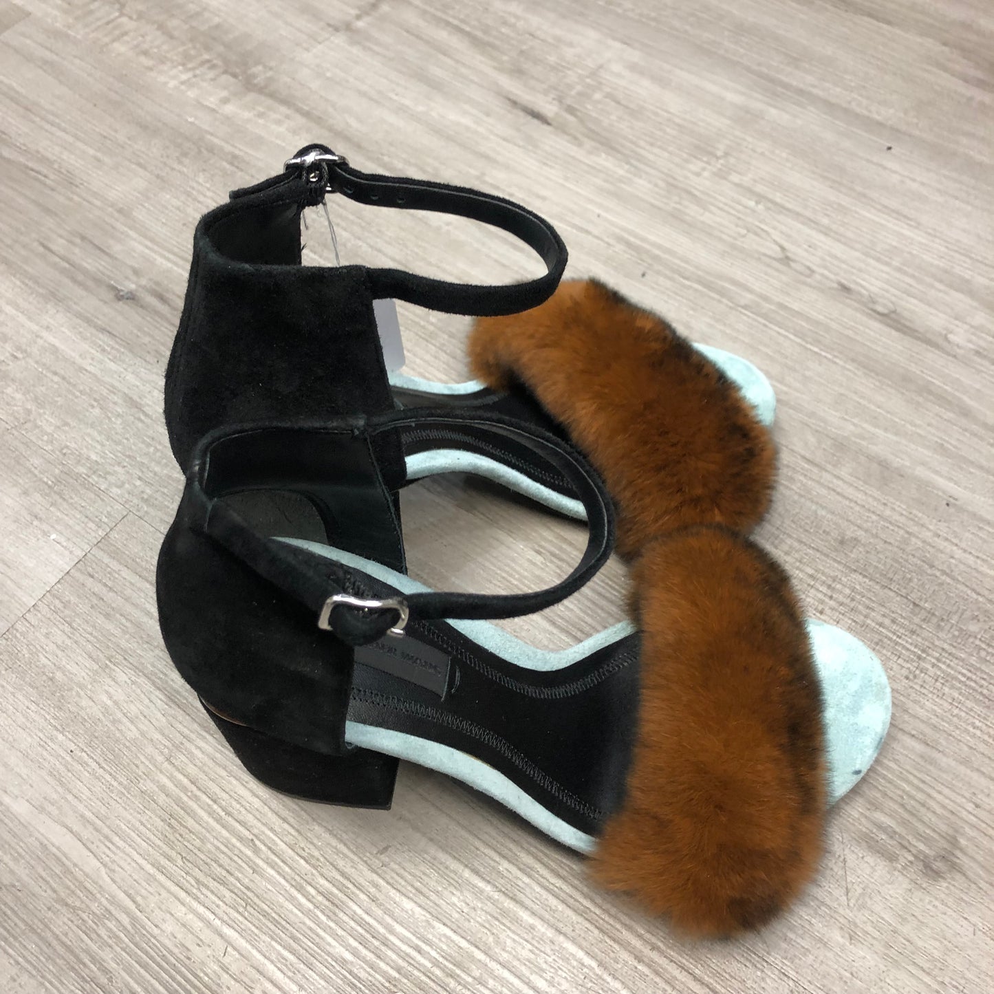 Alexanderwang Fur Trim Women's Blue and Black Sandals Shoes Size 35.5
