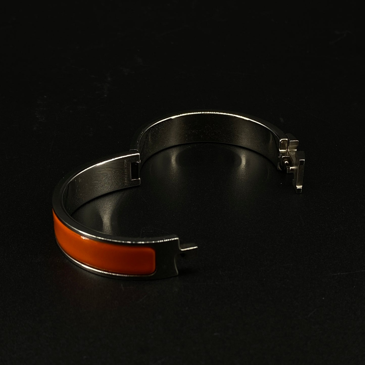Hermes Orange Enamel H Buckle Bangle Bracelet