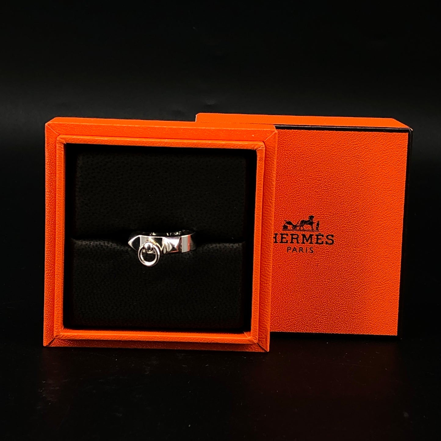 Hermes 925 Silver Mini Chaine d'Ancre Ring Size 50mm