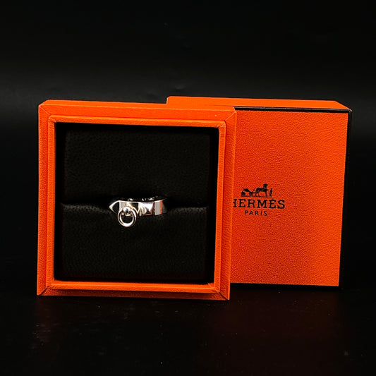 Hermes 925 Silver Mini Chaine d'Ancre Ring Size 50mm
