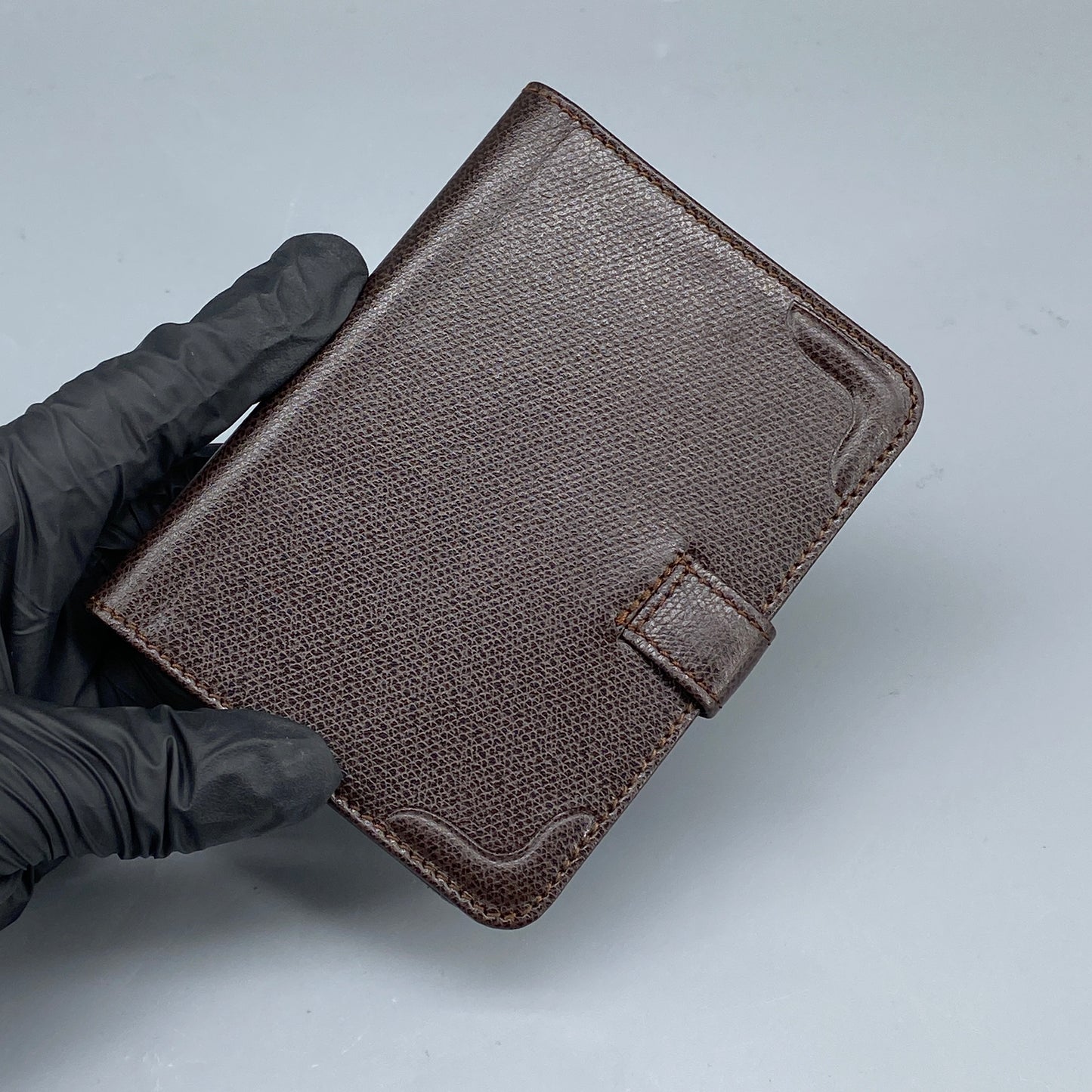 Lanvin Deep Brown Grain Leather Strap Bi-fold Short Wallet