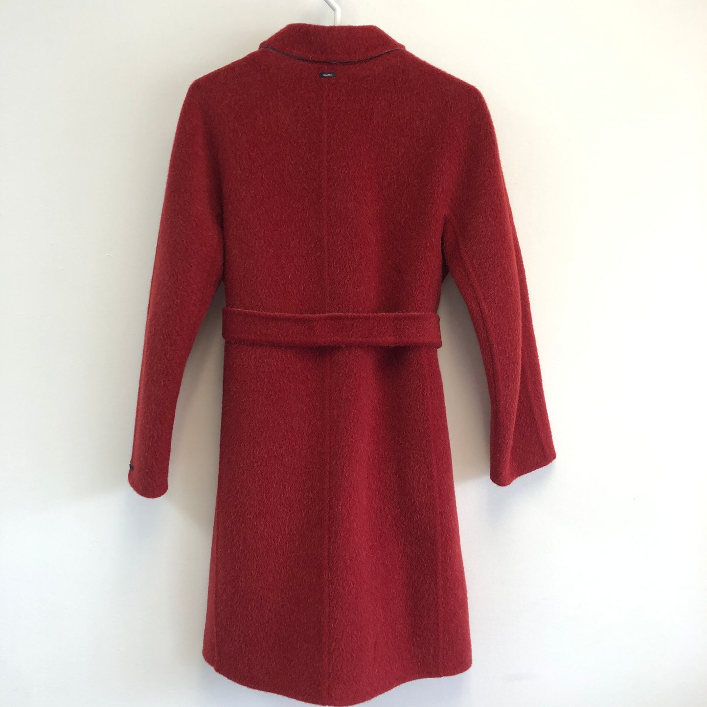 MaxMara Red Wool Belted Mid-Length Coat Size US 8