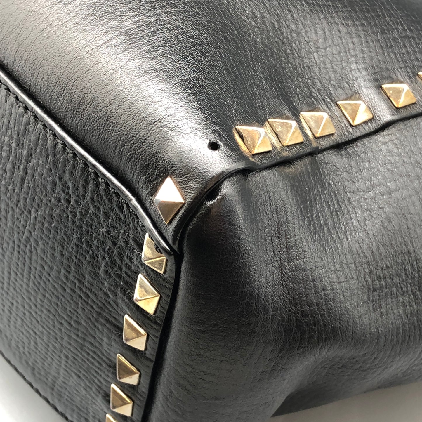 Valentino Garavani Black Leather Rockstud Tote Bag