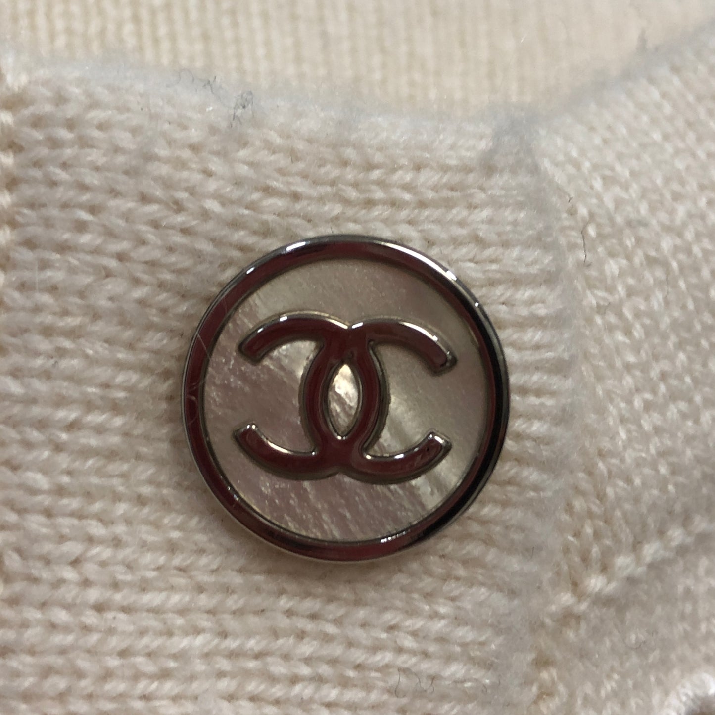 Chanel Eyelet Knit Cropped Camisole Tank Top Size 36 Cream