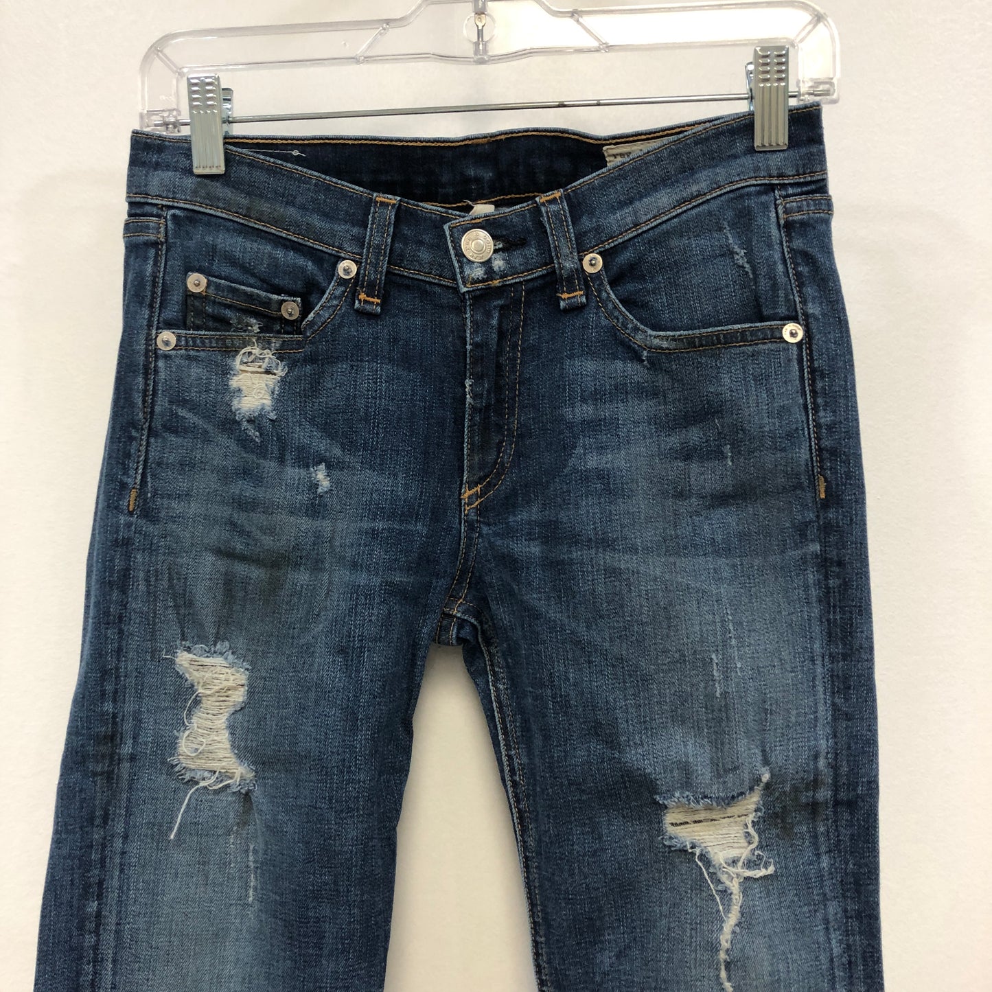Rag & Bone Skinny Fit Distressed Jeans, Size 26, Blue