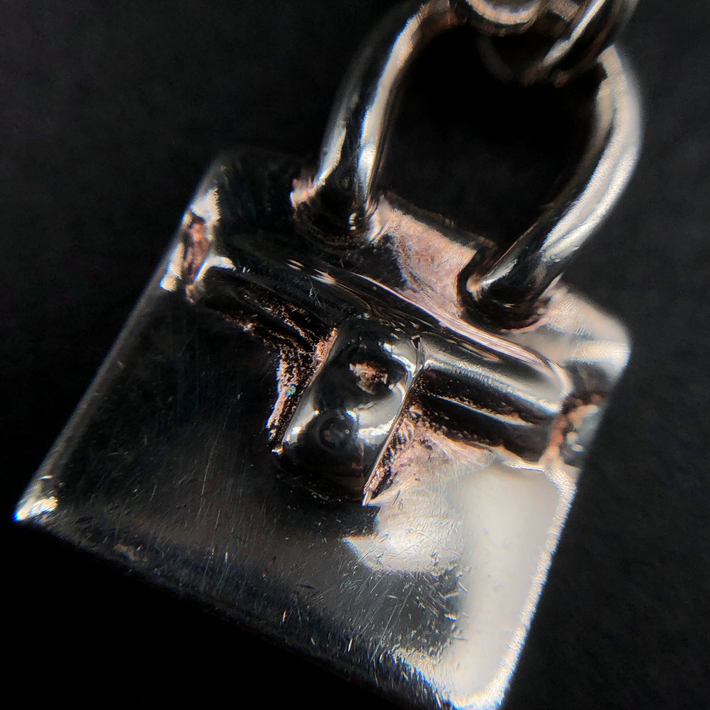 Hermes 925 Silver Mini Kelly Padlock Chain Bracelet