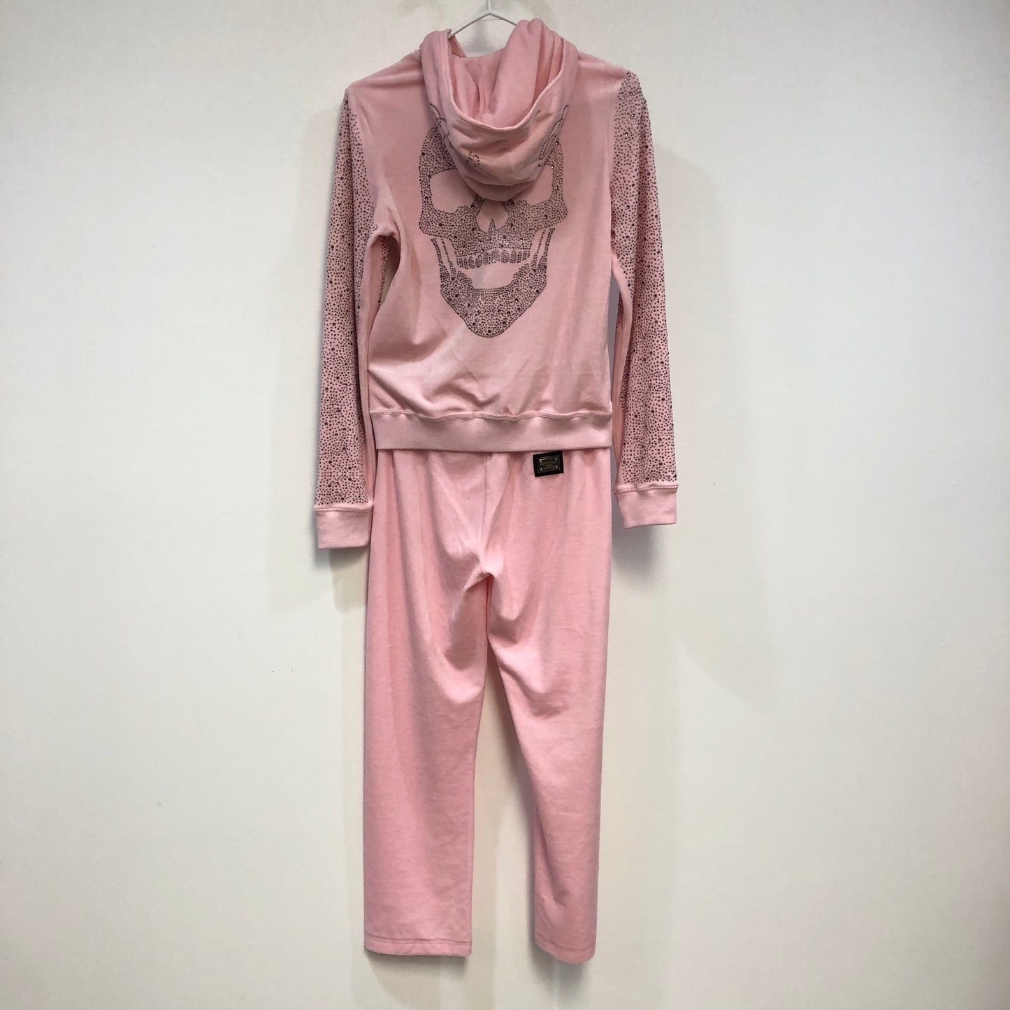 Philipp Plein Pink Rhinestone Skull Tracksuit Set Size L