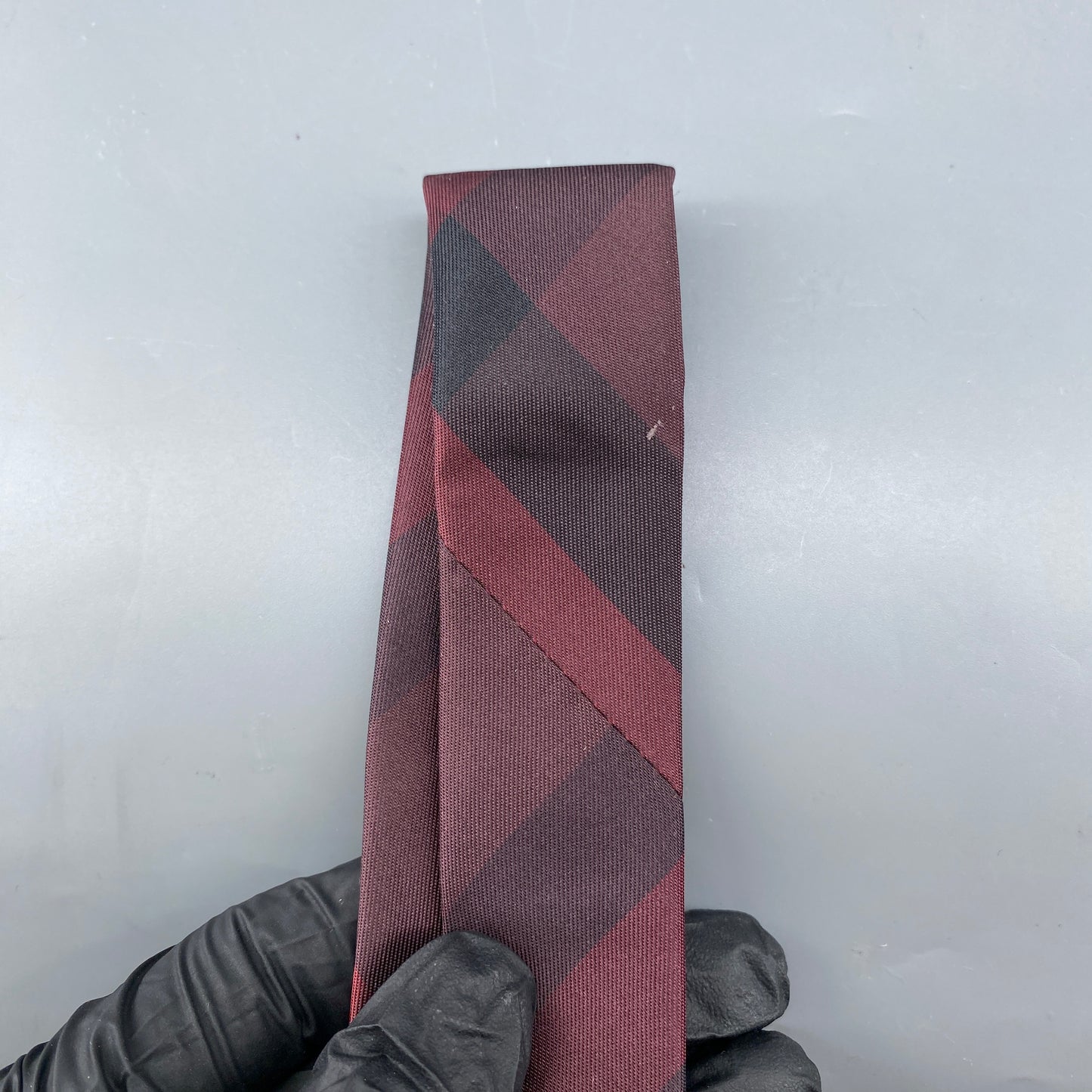 Burberry Red & Black Check Silk Tie