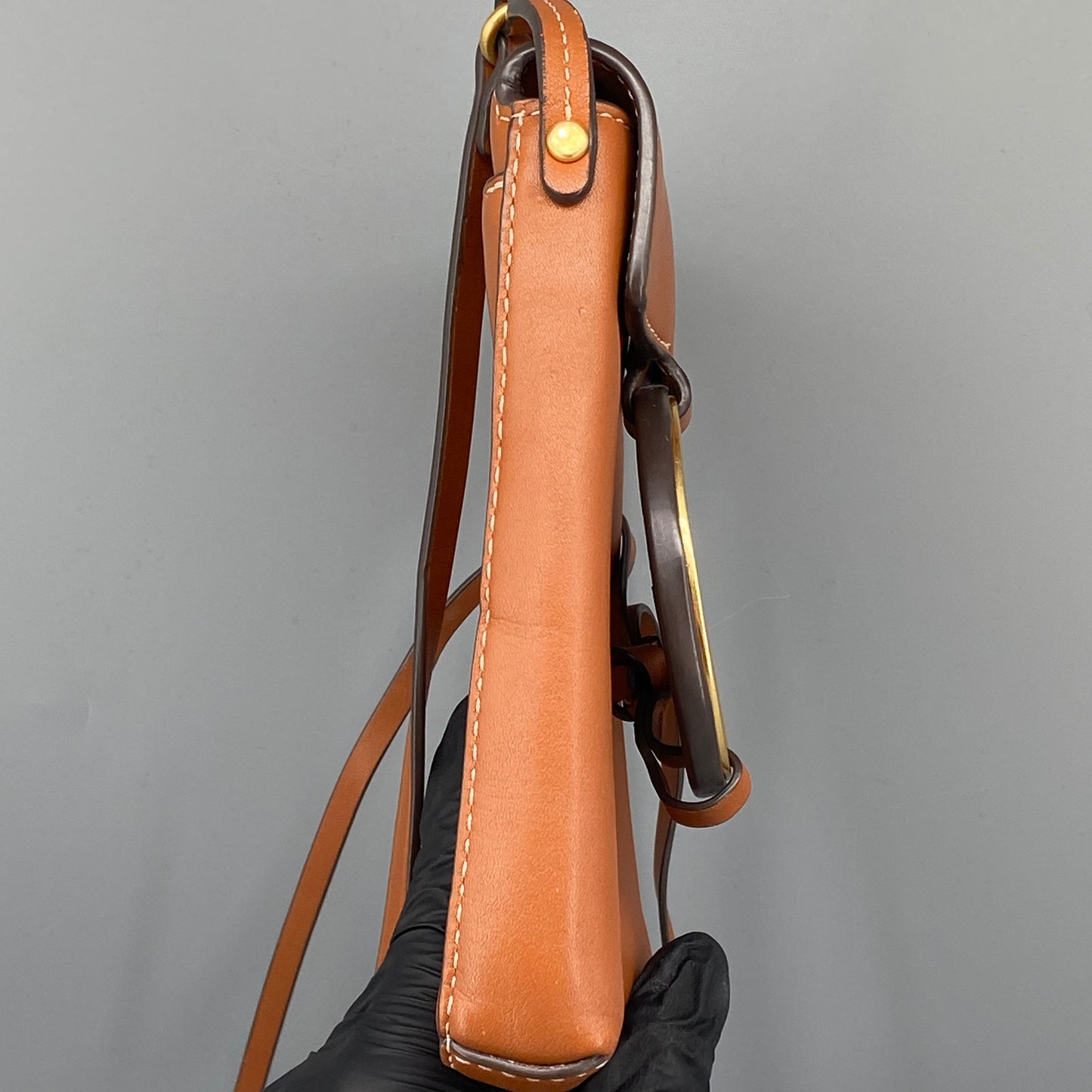 Tory Burch Caramel Smooth Leather Mini Phone Crossbody Bag
