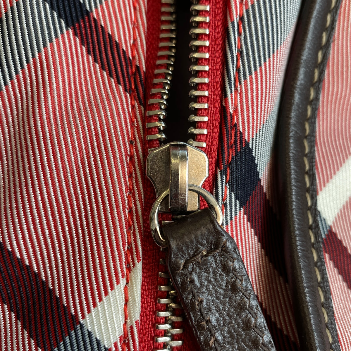 Burberry Pink Wine Check Tote Bag