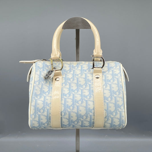 Christian Dior Vintage Oblique Boston Handbag cream/blue