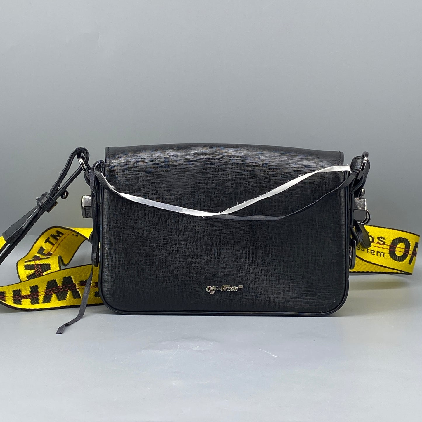Off White Black Diagonal Stripe Leather Crossbody Bag