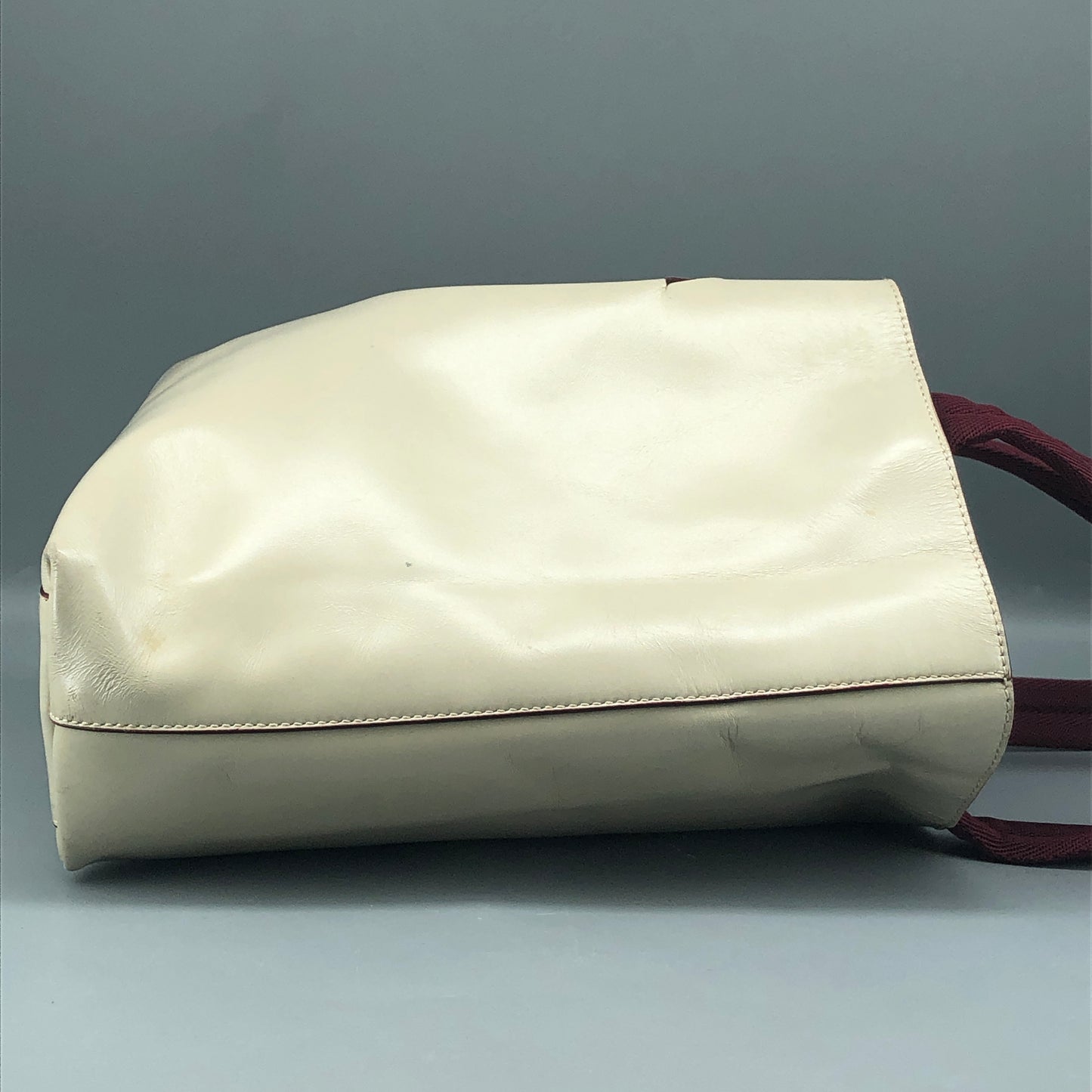 Prada Cream Leather Logo Tote Bag