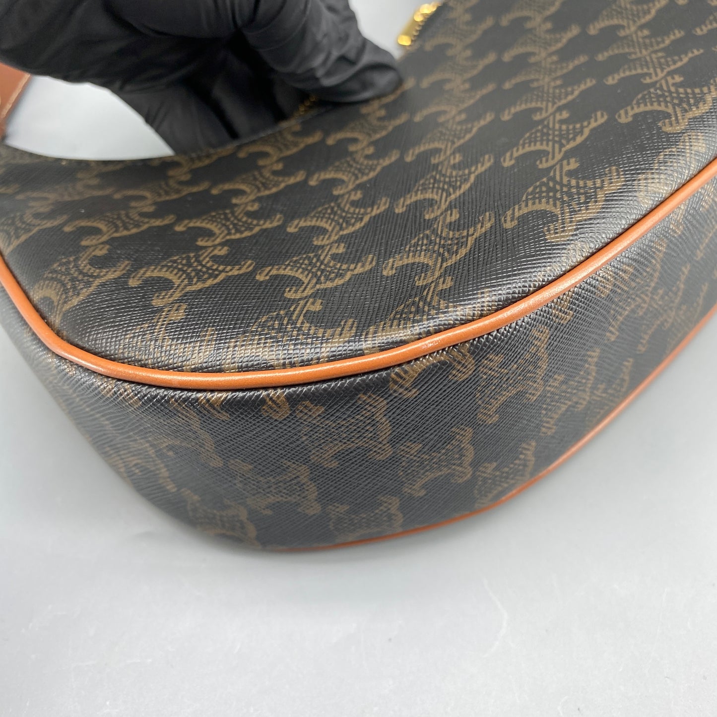 Celine Ava Black Caramel Print Hobo Shoulder Bag