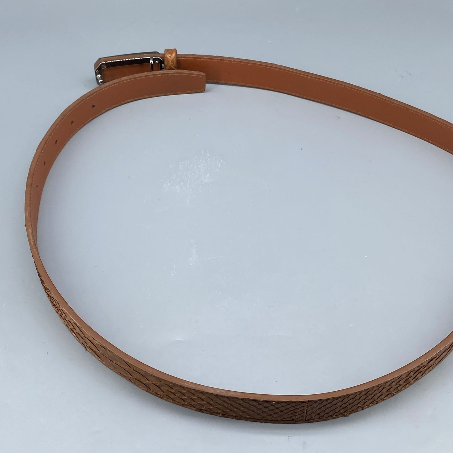 Ferragamo Caramel Embossed Leather Pin Buckle Belt 95cm