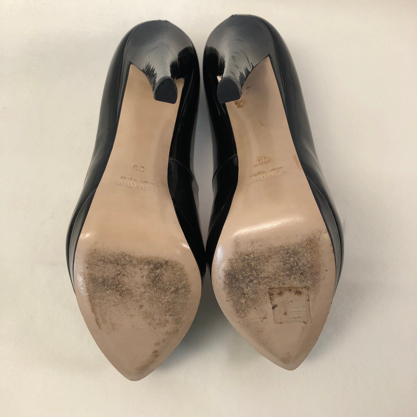 Miu Miu Patent Leather Platform Pump Shoes Size 36 Black Women