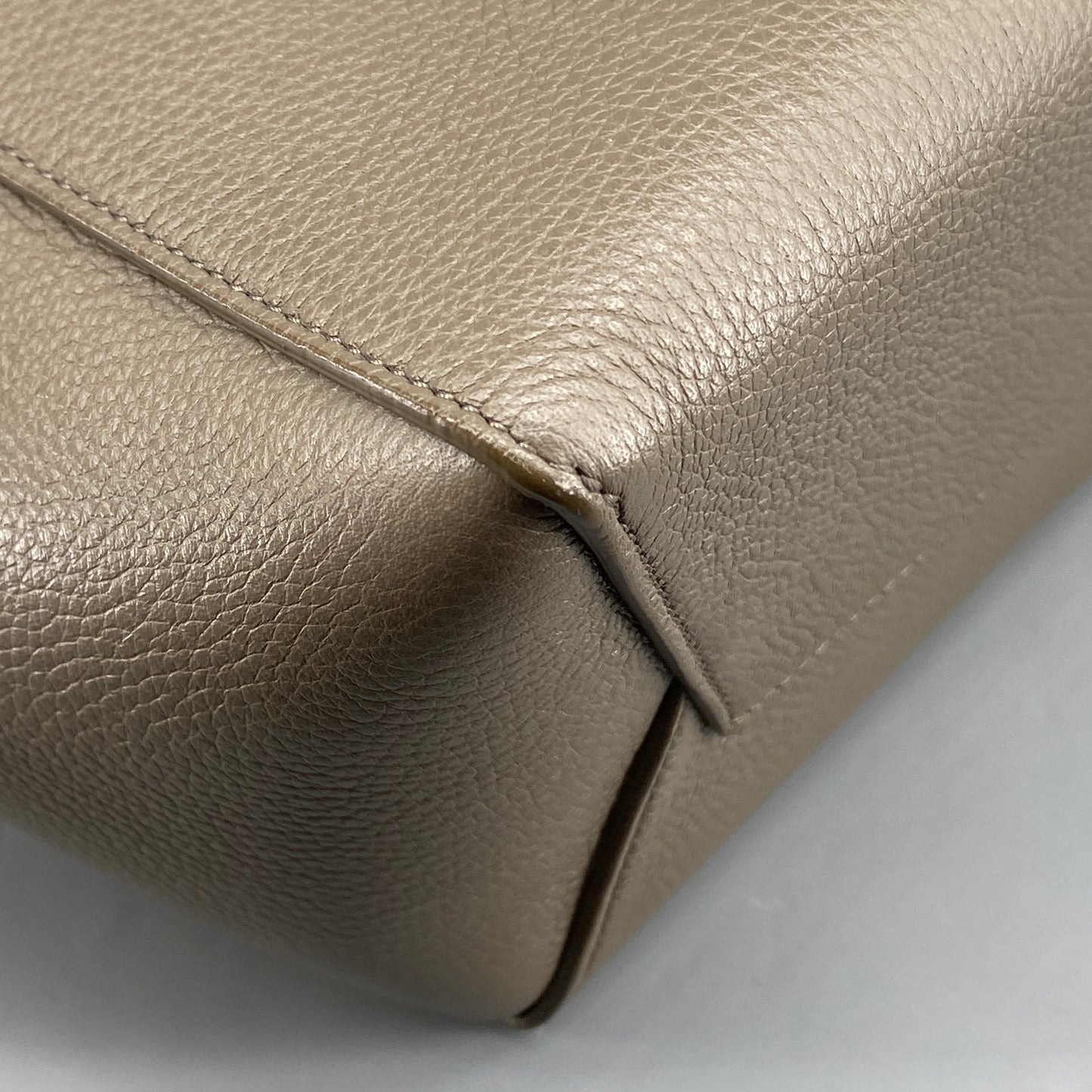 Celine Taupe Pebbled Leather Bucket Shoulder Bag