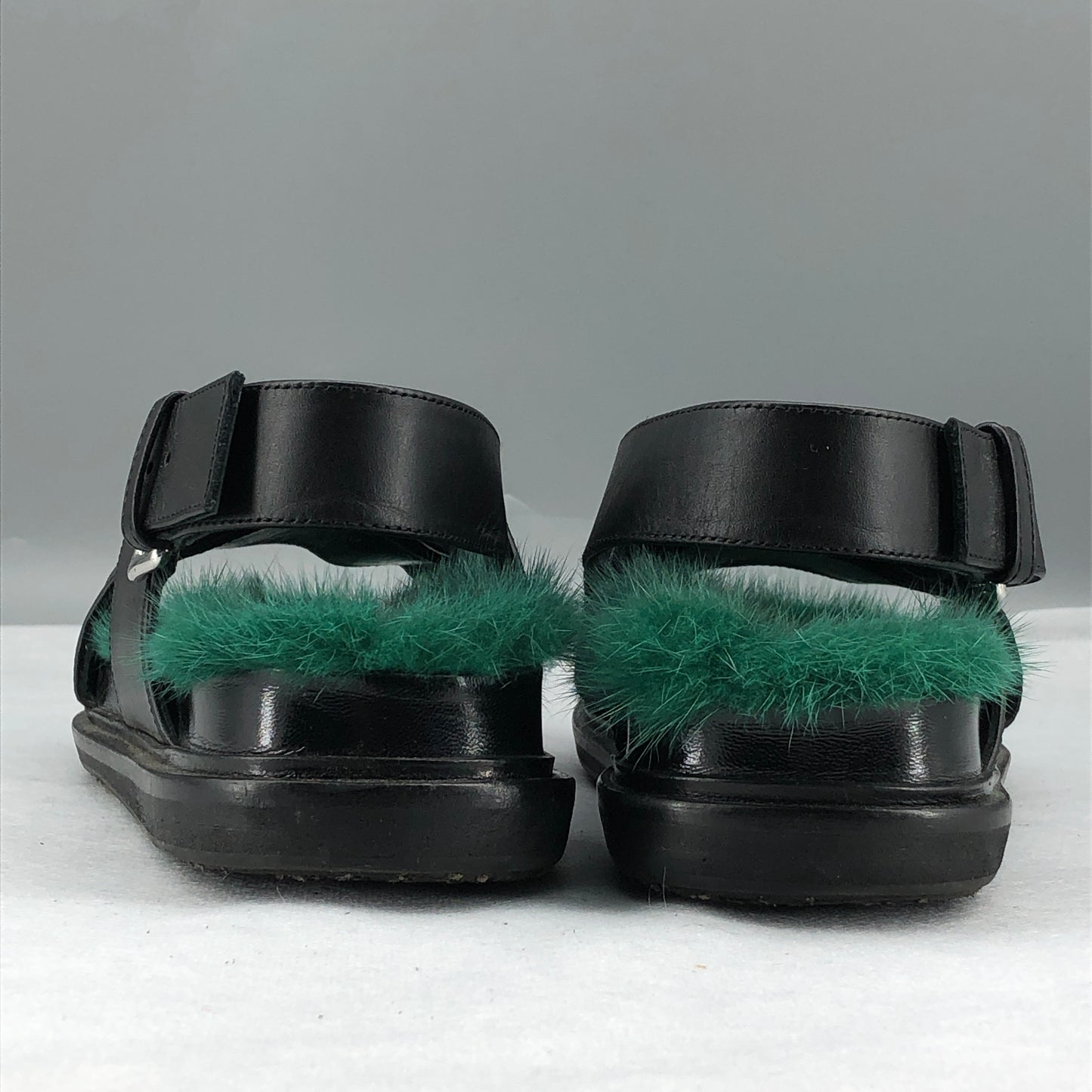 Marni Women's Fussbett Fur-Lined Sandals 36.5 Black/Green