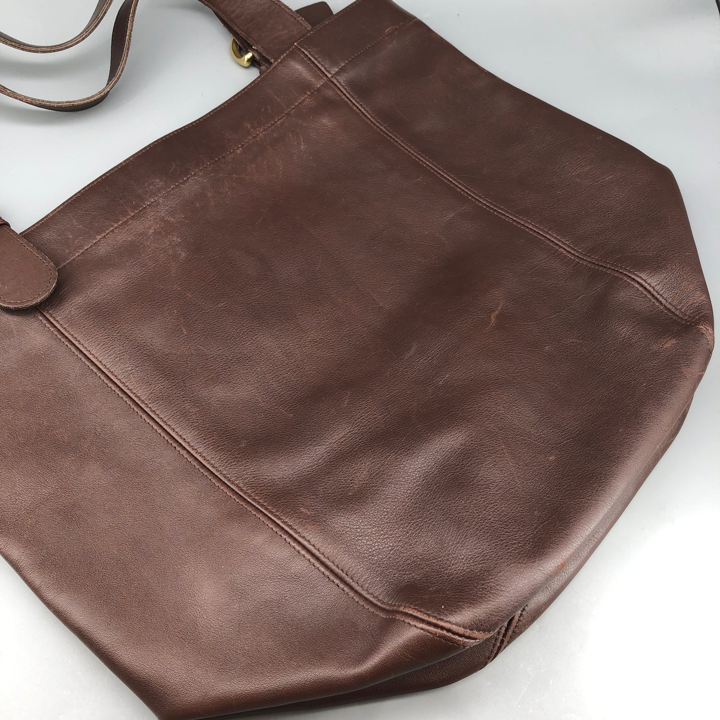Coach Vintage Leather Tote Bag Dark Brown