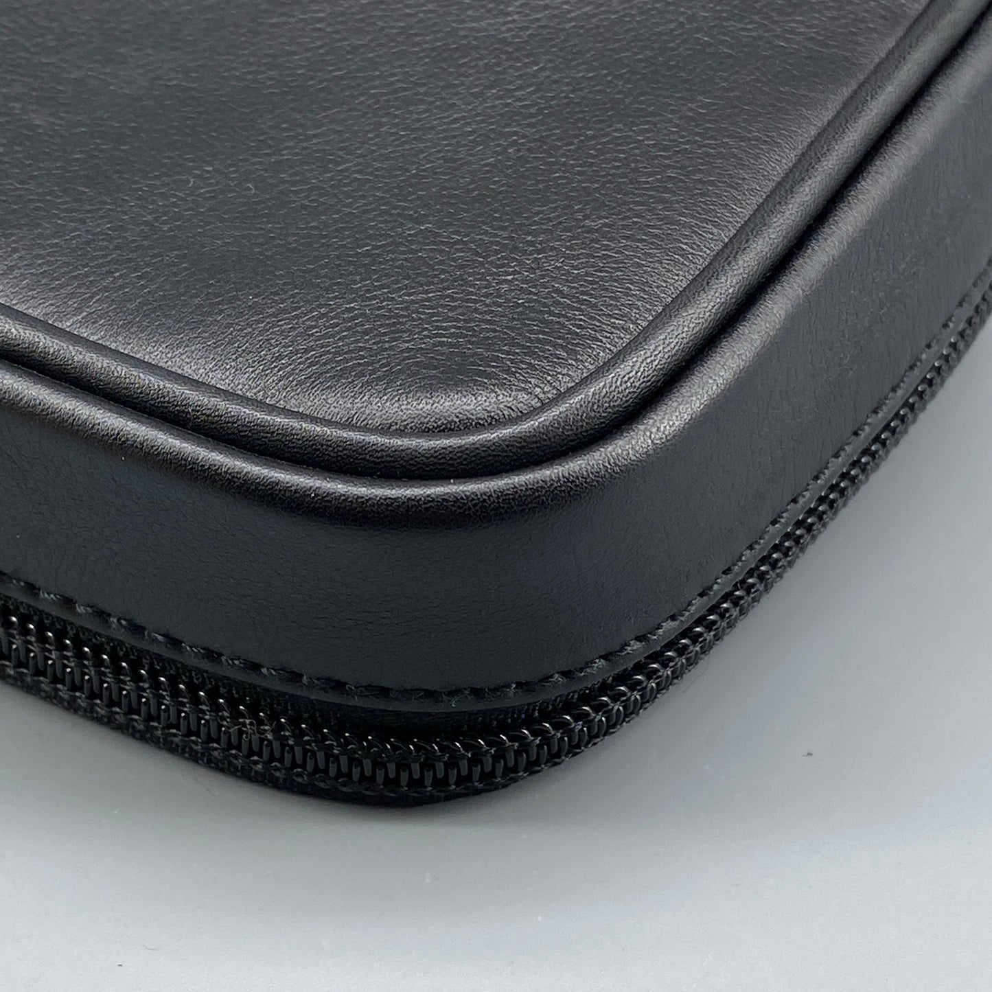 Ferragamo Black Smooth Leather Mini Square Cosmetic Pouch