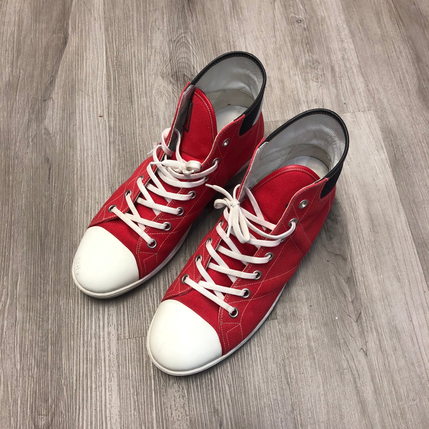 Louis Vuitton Men's Red & White High-Top Sneakers Size 9.5