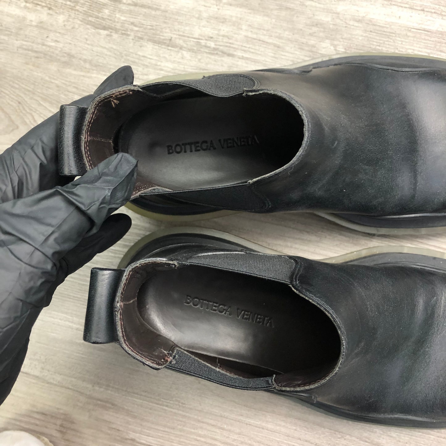 Bottega Veneta Black Leather Chelsea Boots Women's Shoes Size 36.5