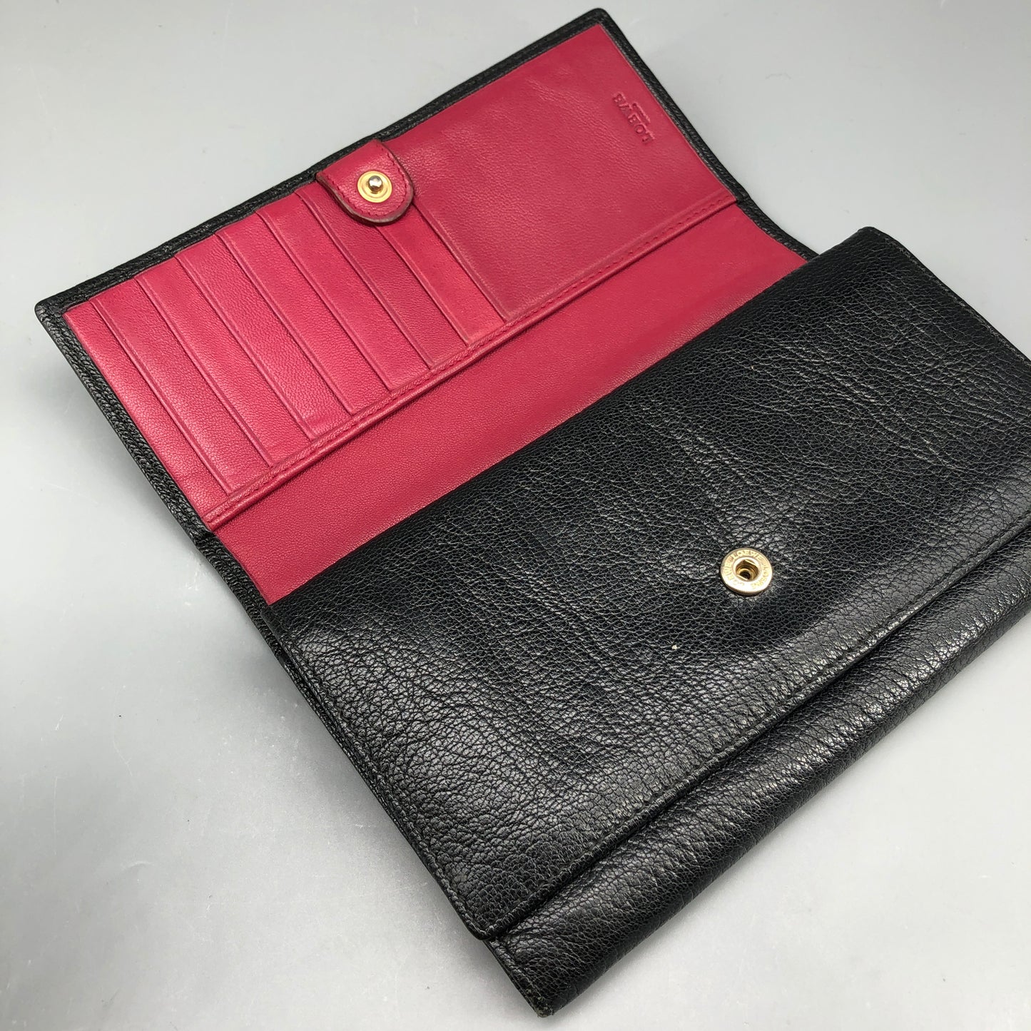 Loewe Classic Logo Black Grained Leather Long Wallet
