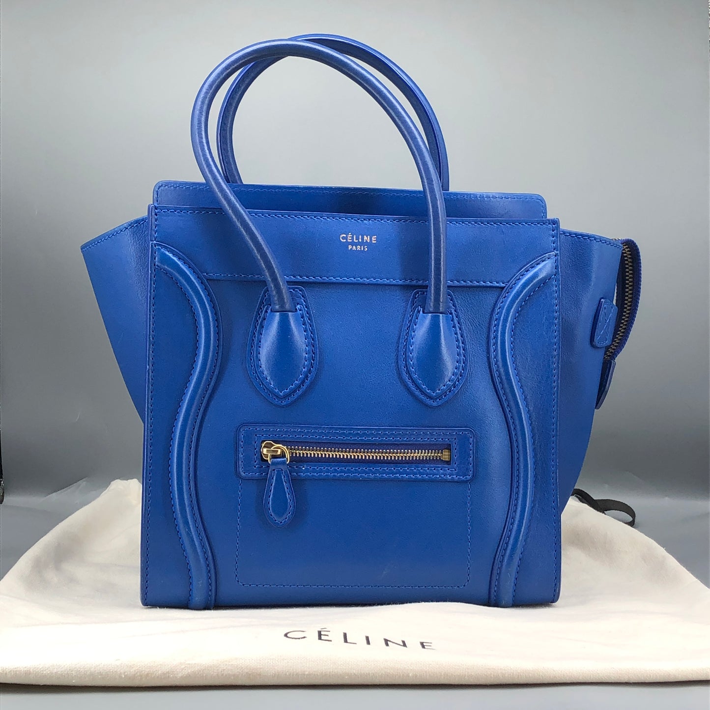 Celine Royal Blue Smooth Leather Luggage Handbag