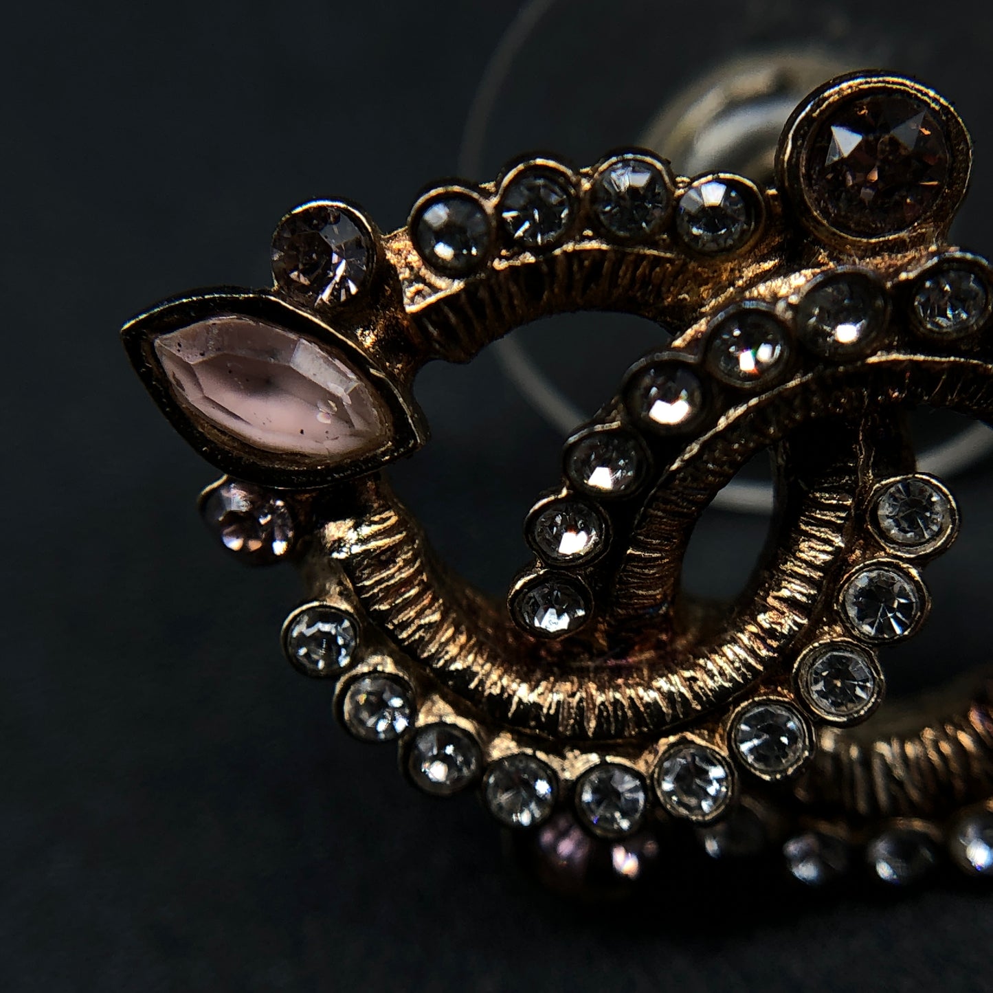 Chanel 2013C CC Crystal Pearl Earrings Gold Tone