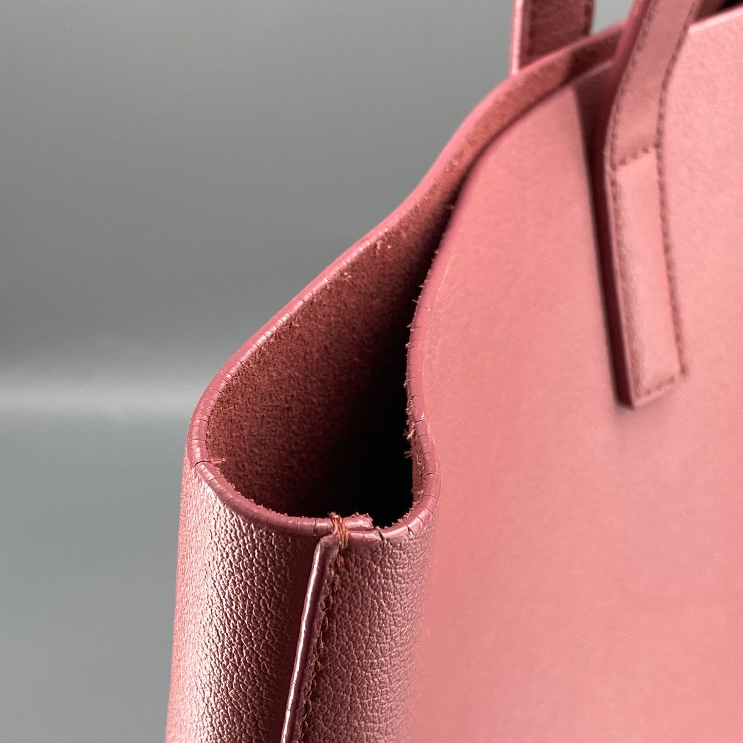 Saint Laurent Pink Calfskin Leather Shopping Tote Bag