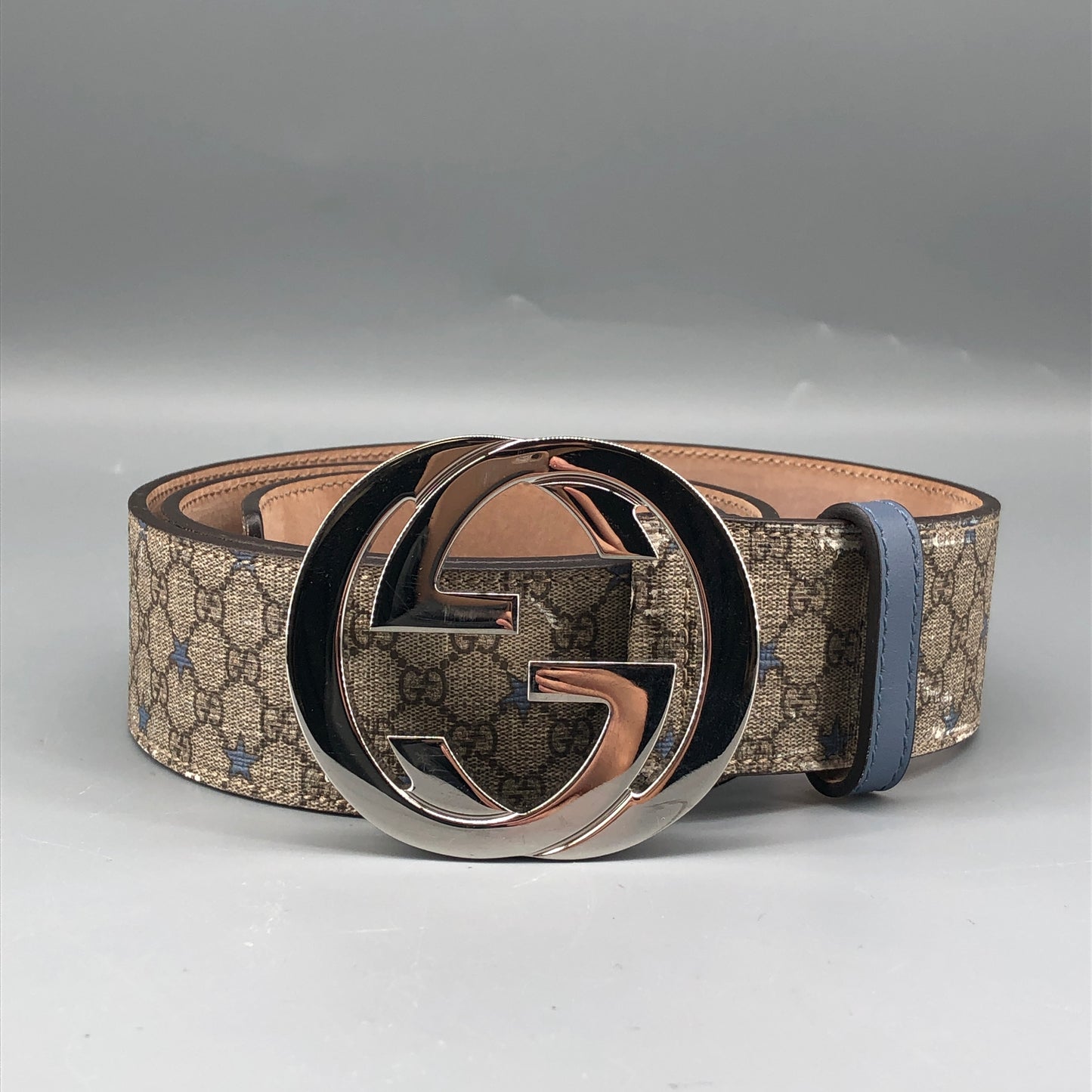 Gucci Beige GG Supreme Star canvas Interlocking Belt 85cm