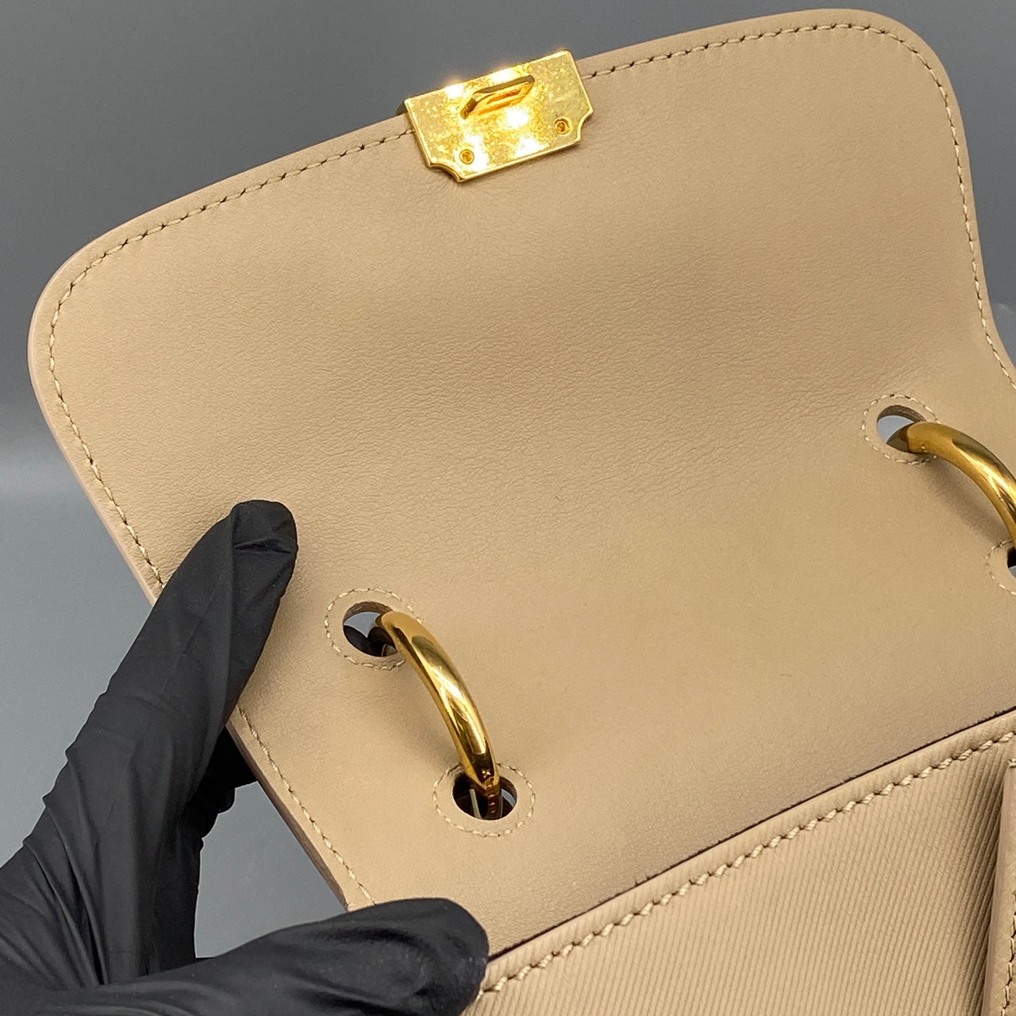 Burberry Beige Leather Top Handle Crossbody Bag