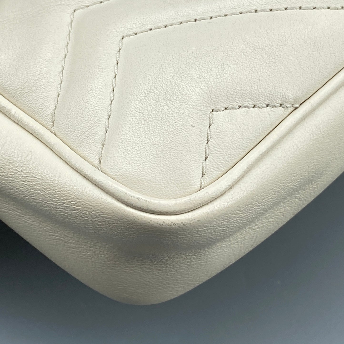 Gucci Cream Leather GG Marmont Mini Shoulder Bag