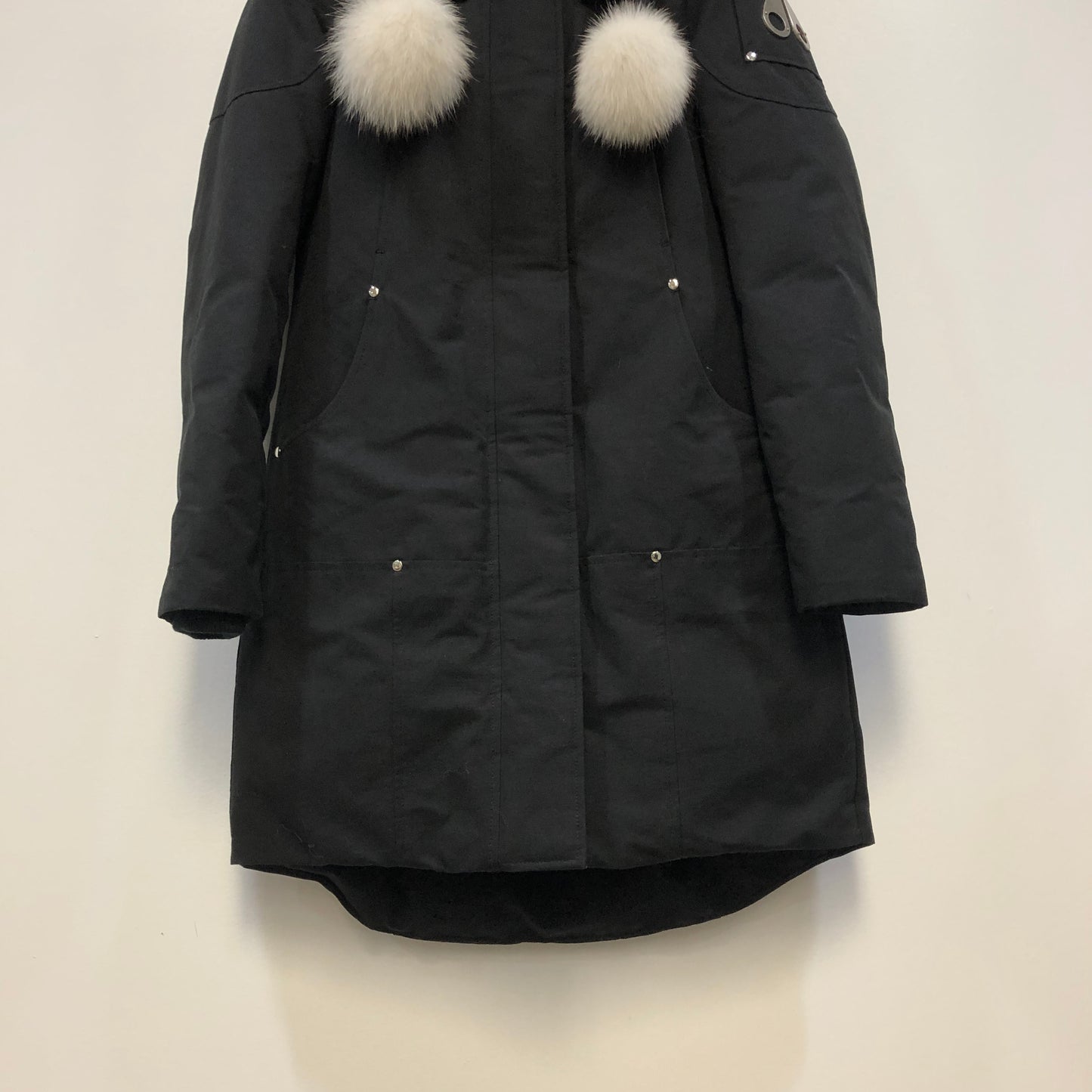 Moose Knuckles Black Fur‑Trim Hooded Down Parka
