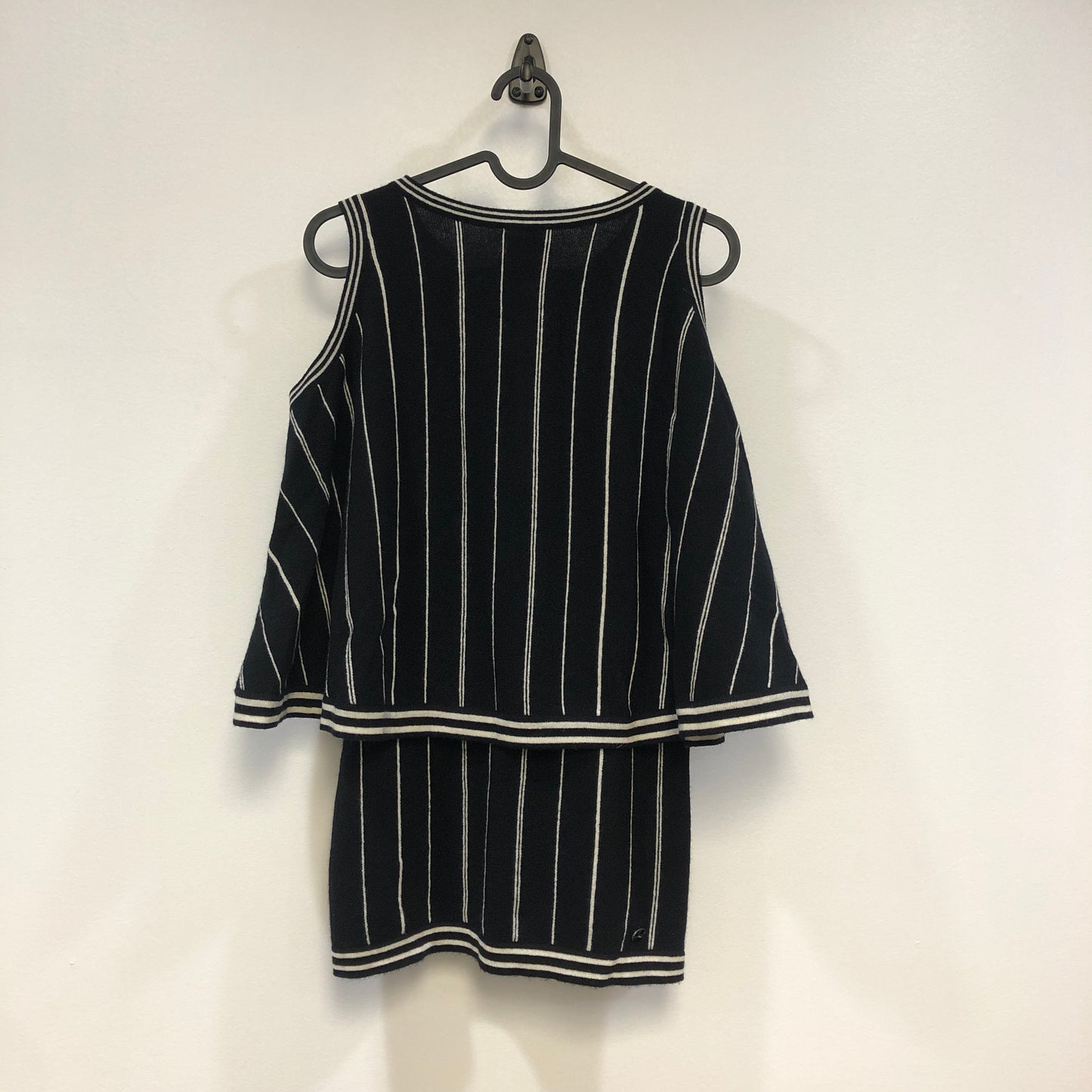 Chanel 15P Black and White stripe Cashmere 2pc Tank and Top