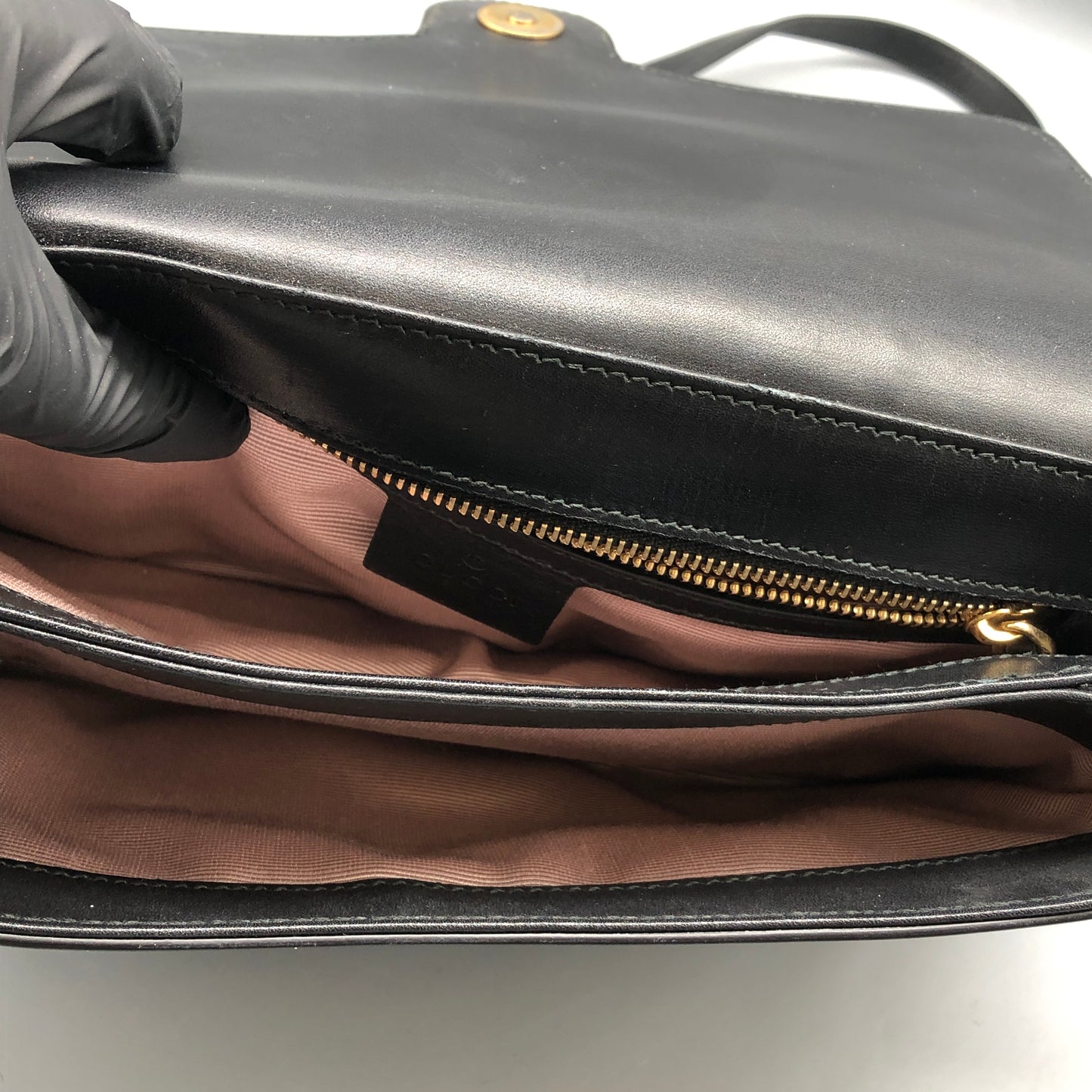 Gucci Interlocking G Leather Shoulder Bag 24*14cm Black