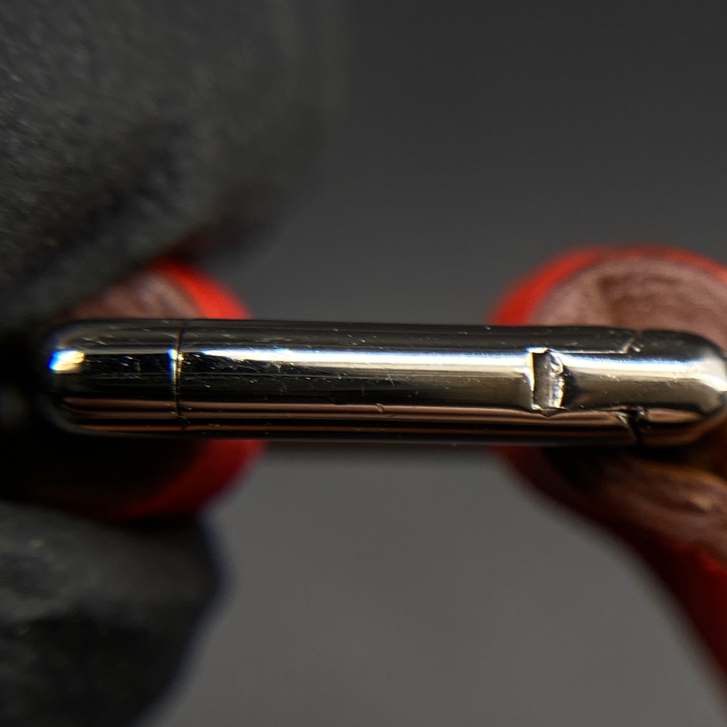 Hermes Reddy-Orange Leather Rivet Ring Bracelet