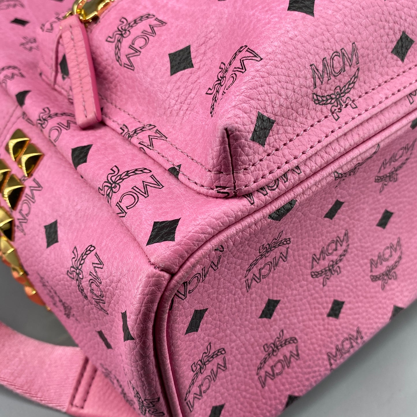 MCM Pink Visetos Print Backpack