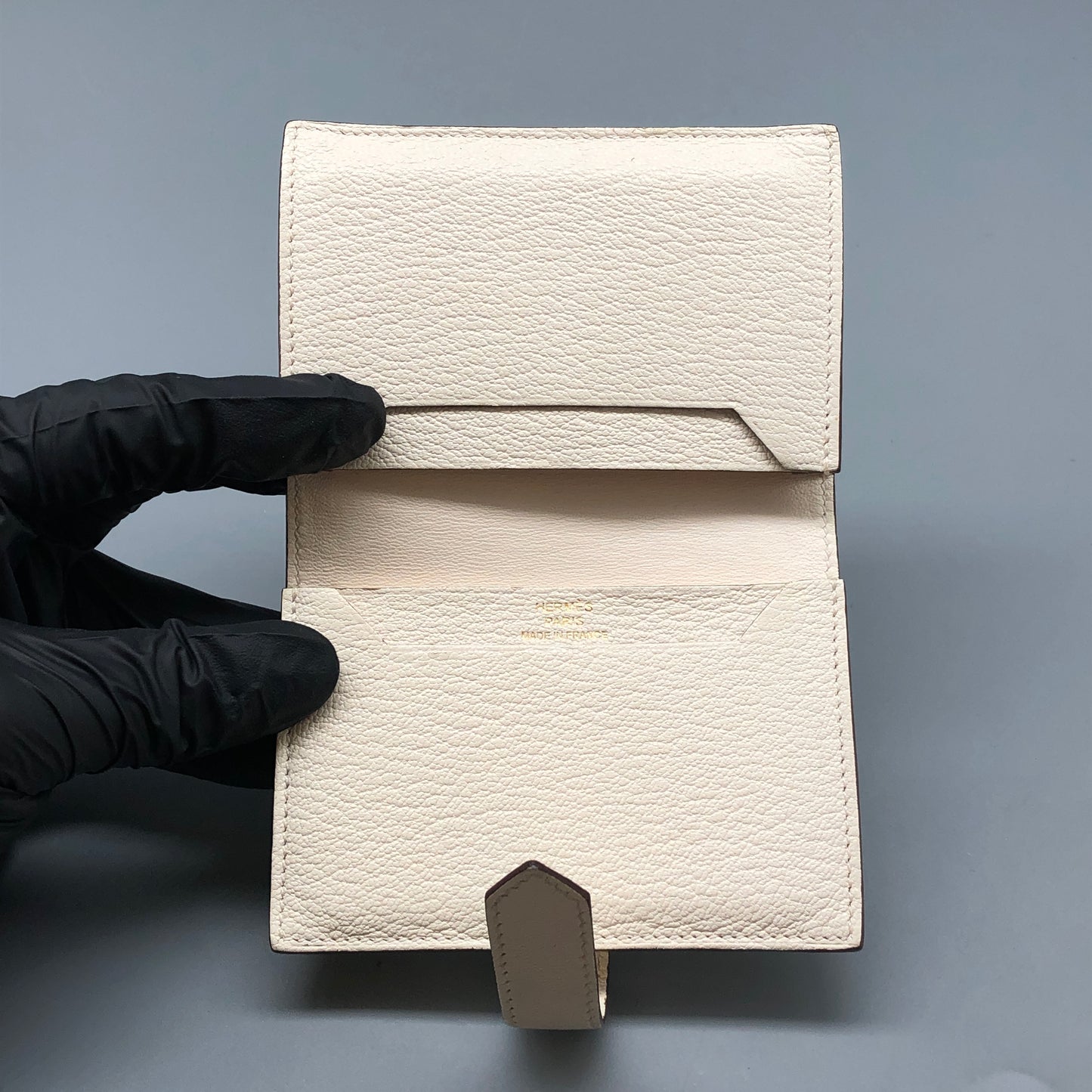 Hermes Bearn Wallet Cream  Leather