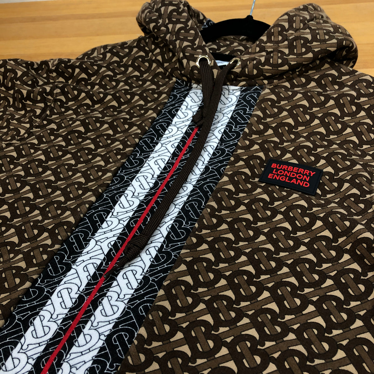Burberry Brown TB Monogram Hoodie Size S
