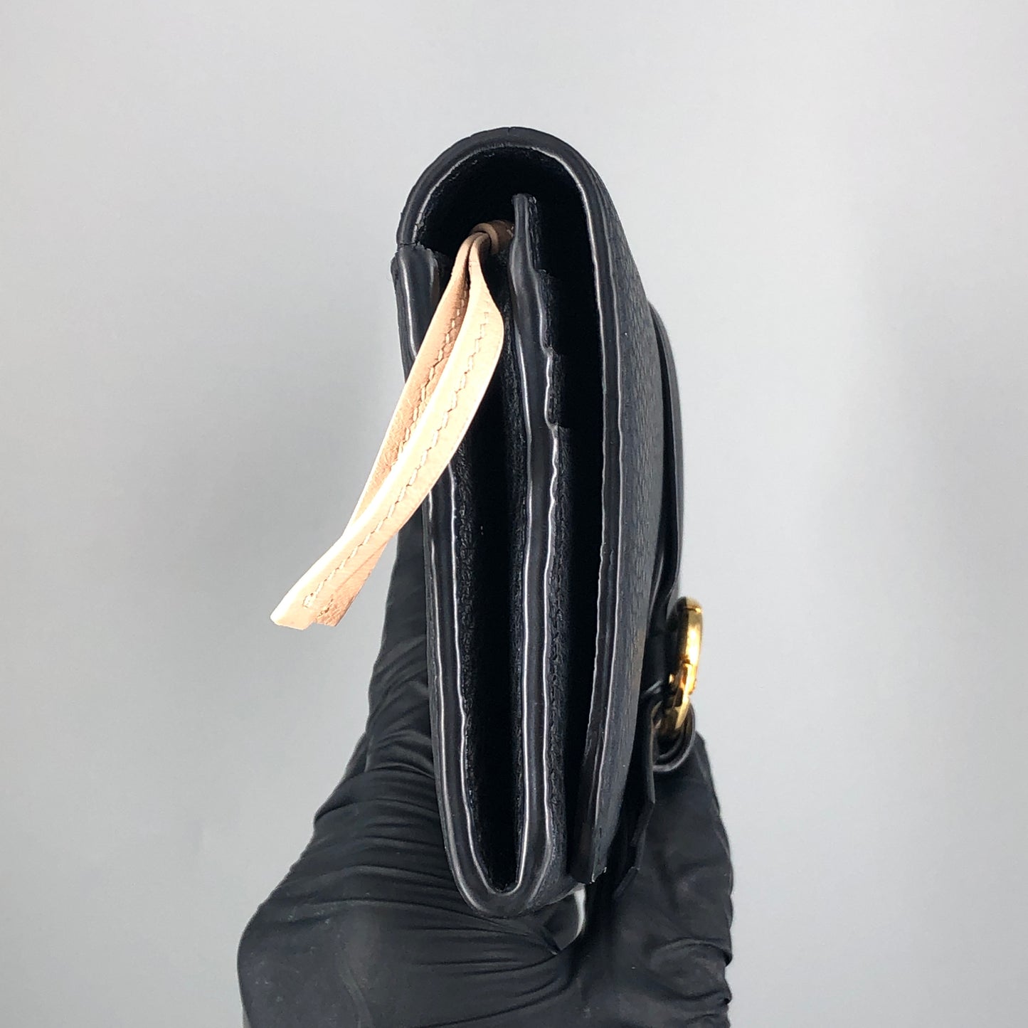 Chloe Faye Grain Leather Flap Long Wallet Black
