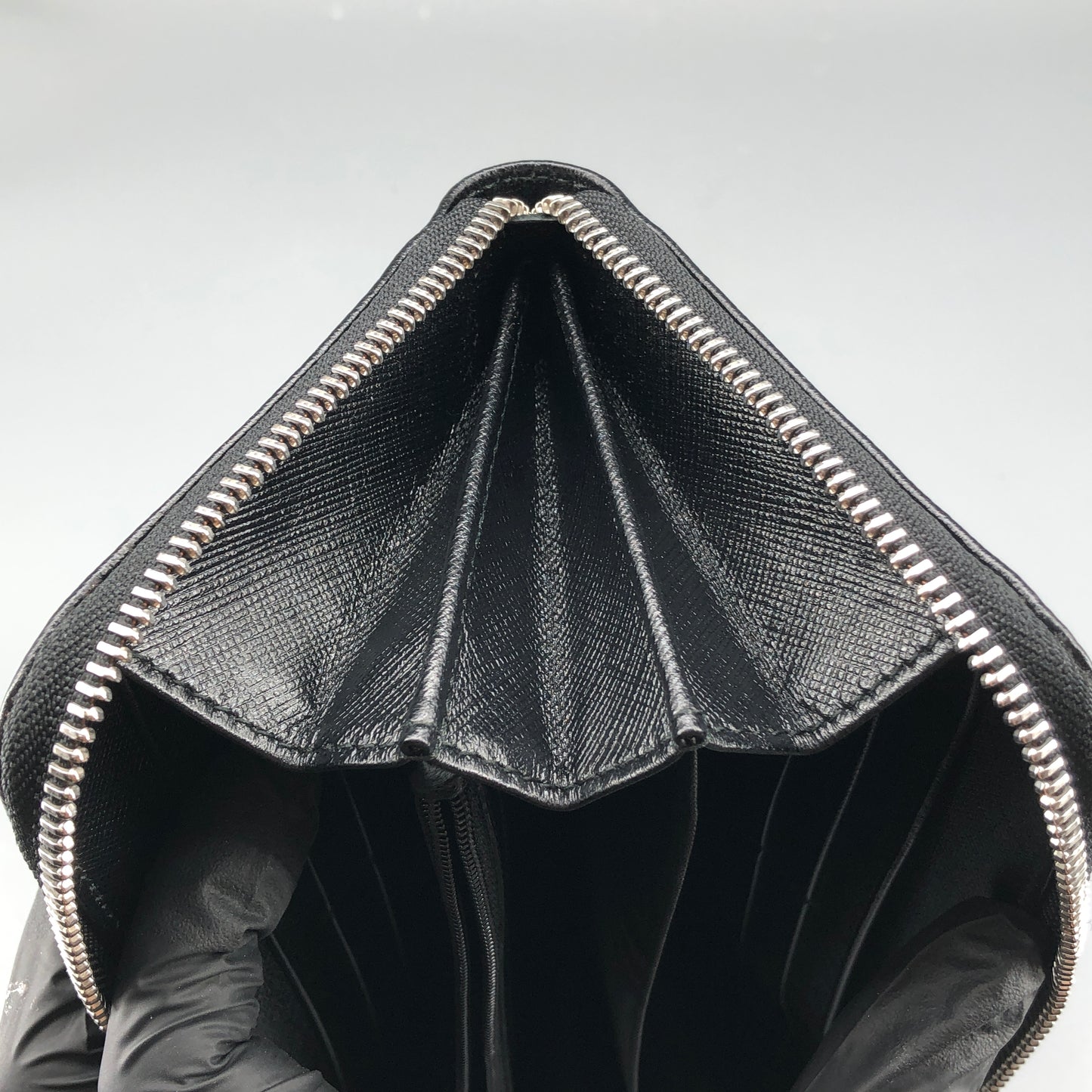Salvatore Ferragamo Black Gancini Zip-Around Long Wallet