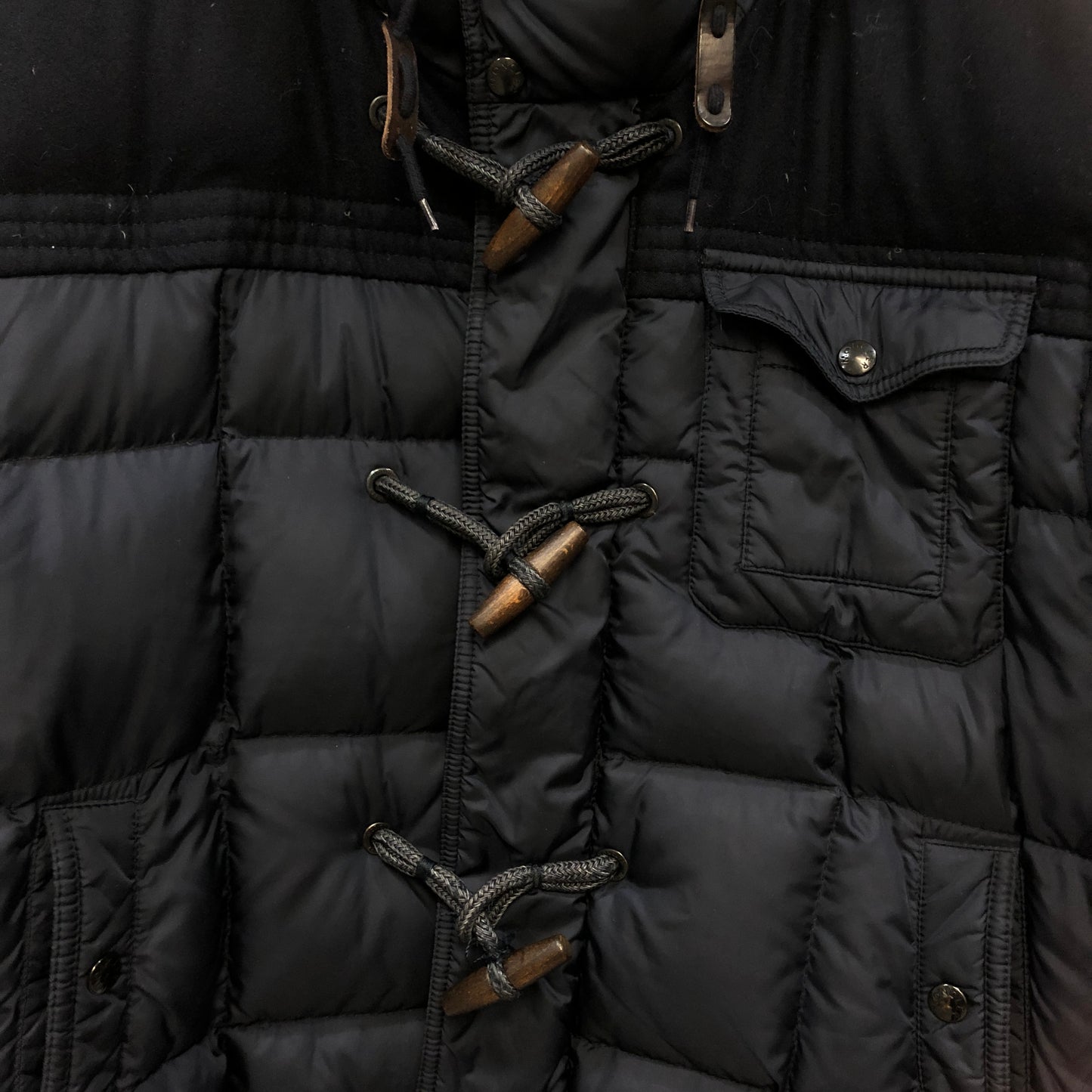 Moncler Hooded Down Jacket Size 7 Navy Blue/Black