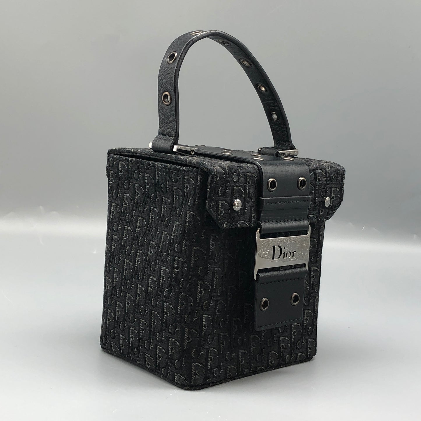 Christian Dior Black Oblique Canvas Box Bag